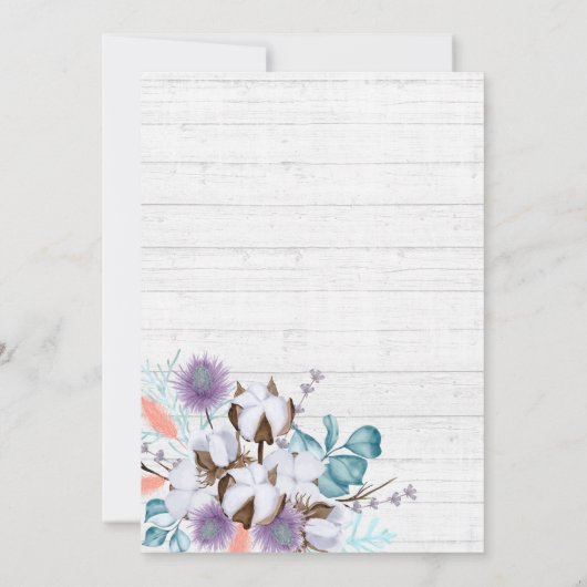 サザンカントリーコットンフローラルウェディングシャワー 招待状 (裏面)