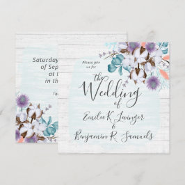 サザンカントリーコットンボール植物木素朴材 招待状