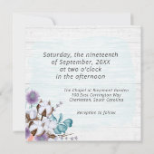 サザンカントリーコットンボール植物木素朴材 招待状 (裏面)