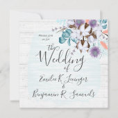 サザンカントリーコットンボール植物木素朴材 招待状 (正面)