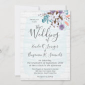 サザンカントリーコットンボール植物木素朴材 招待状 (正面)