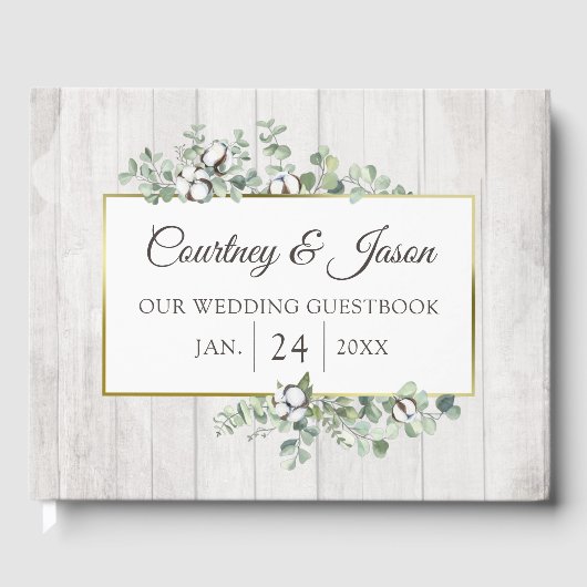 サザンカントリーコットン素朴ボル結婚ウッド ゲストブック (正面)