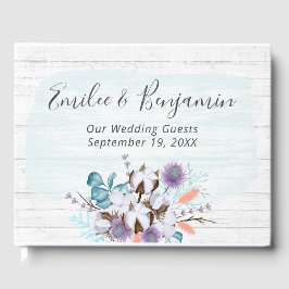 サザンカントリーコットン素朴ボル結婚ウッド ゲストブック