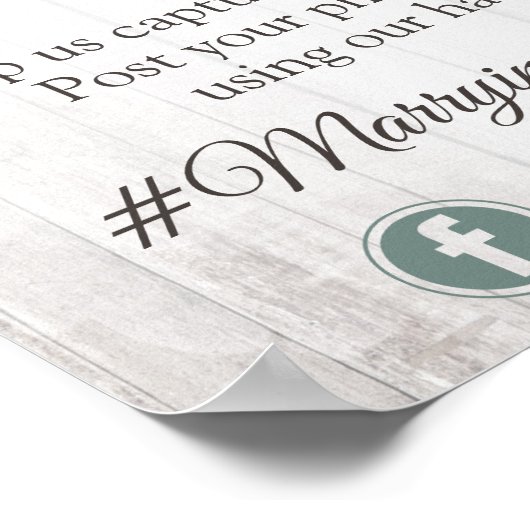 サザンカントリー結婚コットンのハッシュタグ写真のサイン ポスター (角)