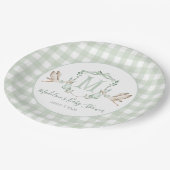 サザングリーン名門私立校風のコウノトリ赤ちゃんシャワー ペーパープレート (アングル)