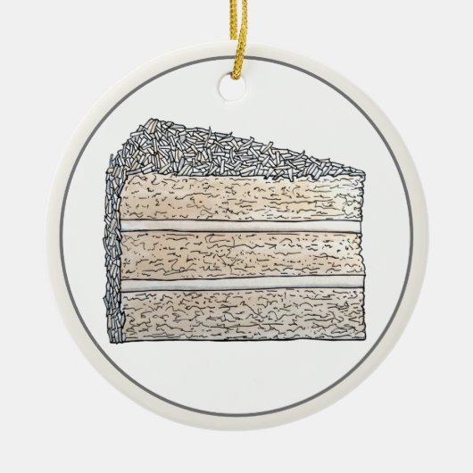 サザンココナッツつや消しレイヤケーキスライスデザート セラミックオーナメント (正面)