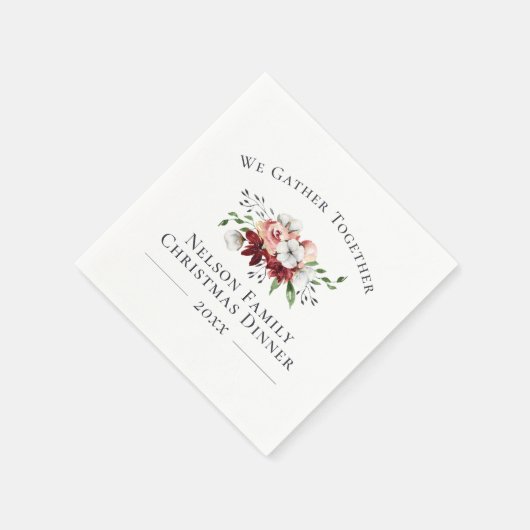 サザンコットンクリスマスディナーサービング スタンダードカクテルナプキン (角)