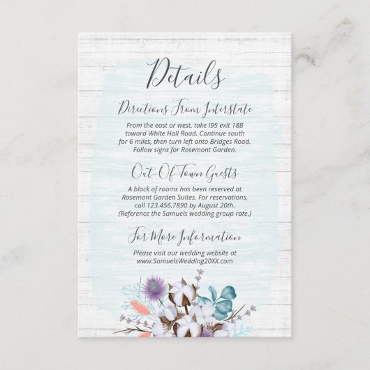 サザンコットンフローラ結婚の詳細/アクセス情報 エンクロージャーカード (正面)