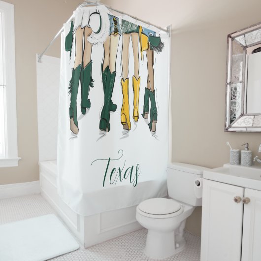 サザンスクールスピリットグリーン&金ゴールド女性のカーボーイレディース シャワーカーテン (インサイチュ)