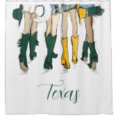 サザンスクールスピリットグリーン&金ゴールド女性のカーボーイレディース シャワーカーテン (正面)