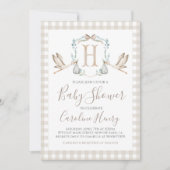 サザンタン名門私立校風のストークベビーシャワー招待状 招待状 (正面)
