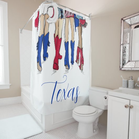 サザンテキサス州ファッションカウボーイブーツブルーカスタム シャワーカーテン (インサイチュ)