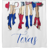 サザンテキサス州ファッションカウボーイブーツブルーカスタム シャワーカーテン (正面)