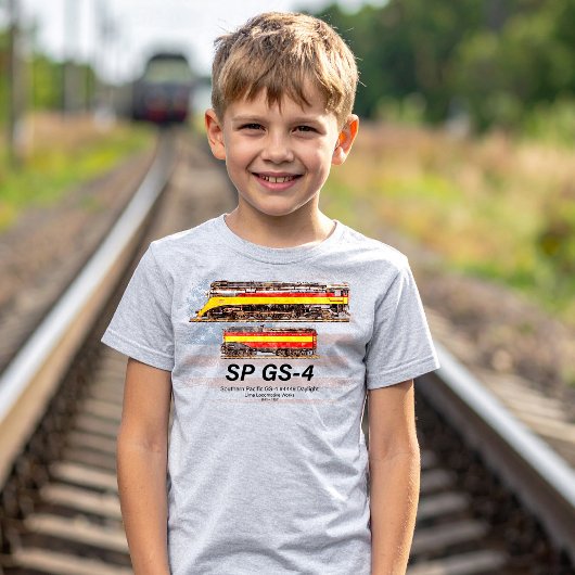 サザンパシフィックGS-4デイライト機関車サイドビュー Tシャツ