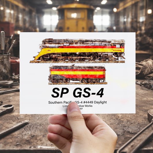 サザンパシフィックGS-4デイライト蒸気機関車 ポストカード