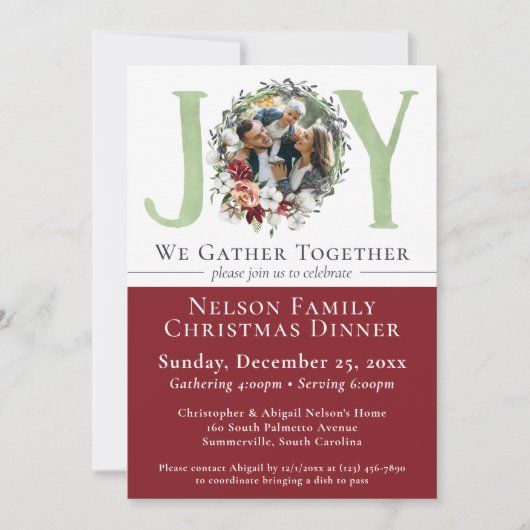 サザンフローラコットンクリスマスディナー招待状 カード (正面)