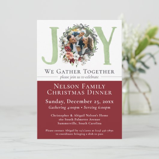 サザンフローラコットンクリスマスディナー招待状 カード (スタンド正面)