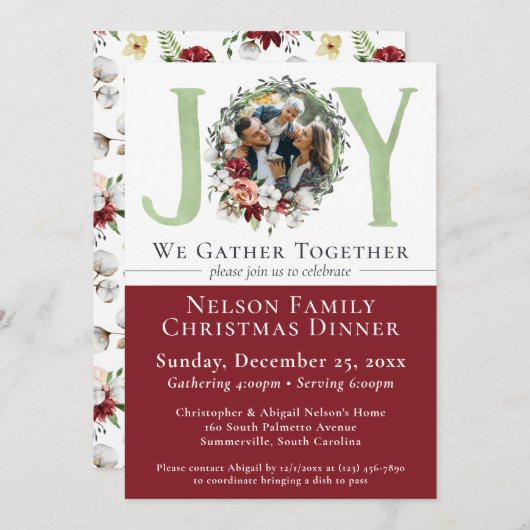 サザンフローラコットンクリスマスディナー招待状 カード (正面/裏面)