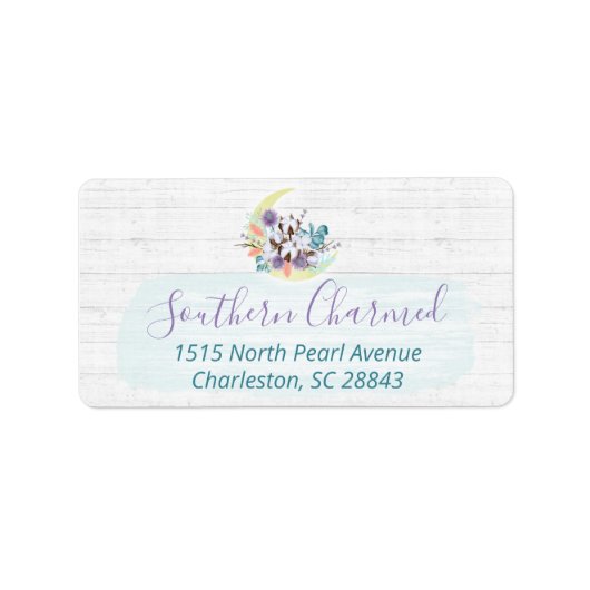 サザンフローラコットンムーン&ウッド素朴アドレス ラベル (正面)