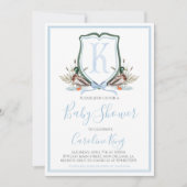 サザンブルー名門私立校風のボーイダック赤ちゃんシャワー 招待状 (正面)