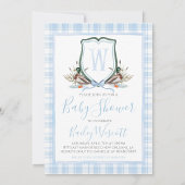 サザンブルー名門私立校風のボーイダック赤ちゃんシャワー 招待状