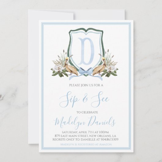 サザンブルー名門私立校風のボーイペリカンシップ&シー 招待状 (正面)