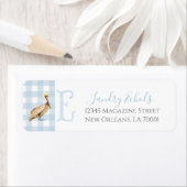 サザンブルー名門私立校風のボーイペリカンベビーシャワー ラベル (インサイチュ)