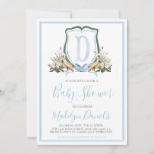 サザンブルー名門私立校風のボーイペリカンベビーシャワー 招待状 (正面)