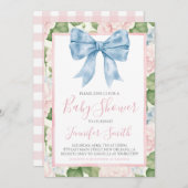 サザンブルー名門私立校風のボーガールベビーシャワー 招待状 (正面/裏面)