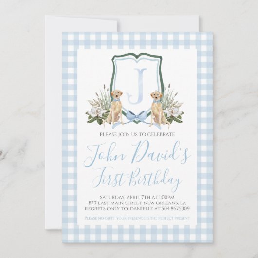 サザンブ名門私立校風のルーボーイドファースト誕生日 招待状 (正面)