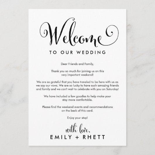 サザンベル ウェディング ウェルカムレター & アイテム プログラム (正面)