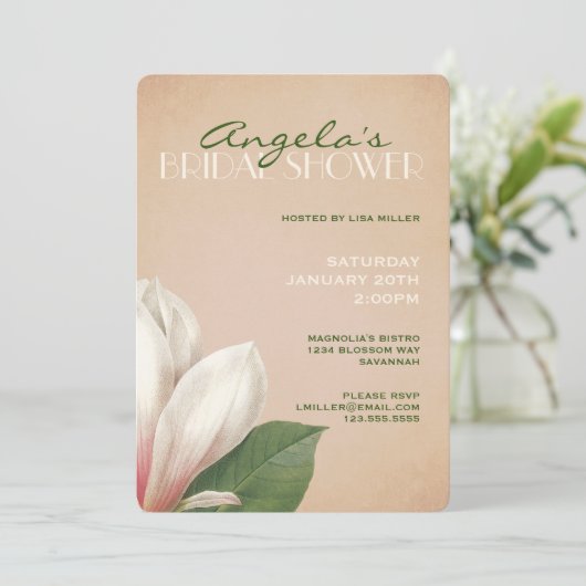 サザンマグノリアブライダルシャワー |素朴赤面 招待状 (スタンド正面)