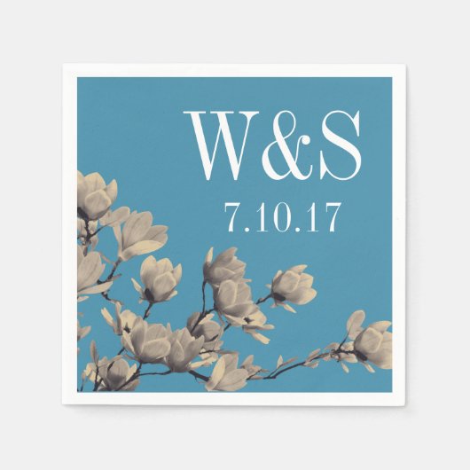 サザンマグノリア結婚ス&ブルー スタンダードカクテルナプキン (正面)
