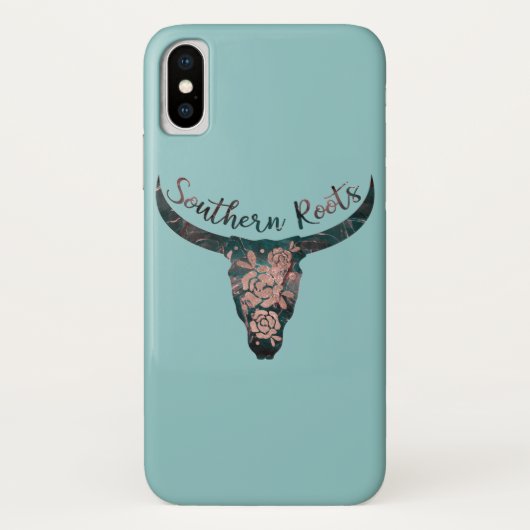 サザンルーツカントリー ロングホーン ピンクローズ&グリーン Case-Mate iPhoneケース (裏面)