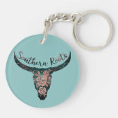 サザンルーツカントリーLonghorn Pink Rose & Green キーホルダー (裏面)