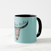 サザンルーツカントリーLonghorn Pink Rose & Green マグカップ (正面右)