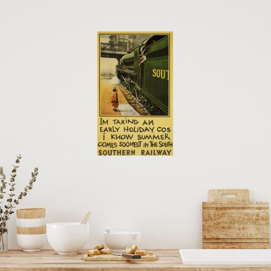 サザンレイルウェイサマーホリディオールドトラベルポスター ポスター (キッチン)