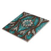 サザン女性のカーボーイブラウンターコイズウエスタンカントリー タイル (側面)