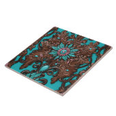 サザン女性のカーボーイブラウンターコイズウエスタンカントリー タイル (側面)