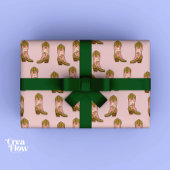 サザン女性のカーボーイブーツ赤面ピンク誕生日 ラッピングペーパー