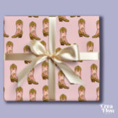 サザン女性のカーボーイブーツ赤面ピンク誕生日 ラッピングペーパー