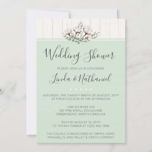 サザン素朴コットンウェディングシャワー招待状 招待状 (正面)