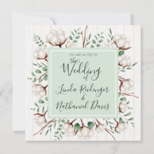 サザン素朴コットン&ウッド結婚式招待状