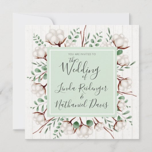 サザン素朴コットン&ウッド結婚式招待状 招待状 (正面)