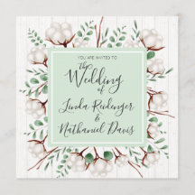 サザン素朴コットン&ウッド結婚式招待状