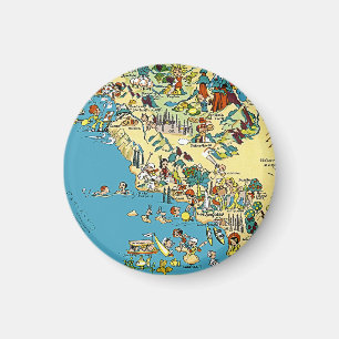 サザン・カリフォルニア ビンテージ絵地図 マグネット