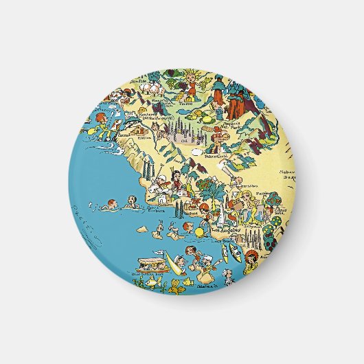 サザン・カリフォルニア ビンテージ絵地図 マグネット (正面)