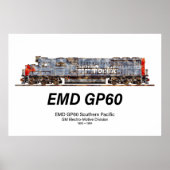 サザン・パシフィック鉄道のEMD GP60ディーゼル機関車 ポスター (正面)