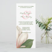 サザン マグノリア フラワー ウェディング | ピンクとホワイト 招待状 (スタンド正面)