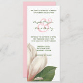 サザン マグノリア フラワー ウェディング | ピンクとホワイト 招待状 (正面/裏面)